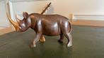 Houten Neushoorn Beeldje - Tropisch Hardhout, Ophalen of Verzenden