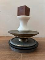 Vintage Kandelaar Hout Steen Metaal, Ophalen, Gebruikt