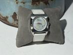Vintage Breil Tribe Horloge met parelmoer en steentjes, Leer, Staal, Polshorloge, Ophalen of Verzenden