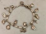 Prachtige vintage zilveren bedelarmband 15 bedels, Ophalen of Verzenden, Zo goed als nieuw, Zilver