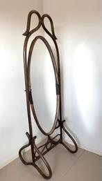 Vintage Ovale Rotan Bamboe Passpiegel Spiegel Manou Boho ‘70, Antiek en Kunst, Ophalen, Ovaal, 50 tot 100 cm, 150 tot 200 cm