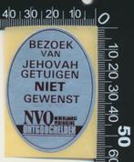 Sticker: Bezoek van Jehovah Getuigen niet gewenst, Verzamelen, Stickers, Overige typen, Ophalen of Verzenden, Zo goed als nieuw