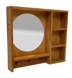 Vintage grenen pinewood spiegel met kapstok compact design, Gebruikt, Vintage, Vintage, Ophalen of Verzenden
