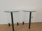 Twee glazen nacht tafeltjes, Huis en Inrichting, Tafels | Bijzettafels, Minder dan 55 cm, Rond, Strak design, Ophalen