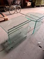 Zeer nette glazen bijzettafeltje bijzettafel, Ophalen, Gebruikt, 25 tot 50 cm, Rond