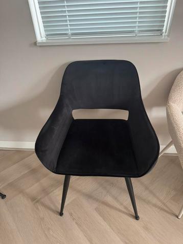 4x Jelle Woood stoelen zwart velvet
