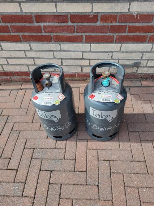 2 propaan gasflessen van antargaz gevuld 3.8 en 5.1kg gas., Caravans en Kamperen, Caravan accessoires, Zo goed als nieuw, Ophalen