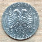 Albanie italiaanse bezetting 5 Lek 1939 zilver, Ophalen of Verzenden, Overige landen, Zilver