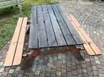 Fijne picknicktafel 150cm met opklapbare zittingen, Tuin en Terras, Picknicktafels, Ophalen, Zo goed als nieuw, Rechthoekig