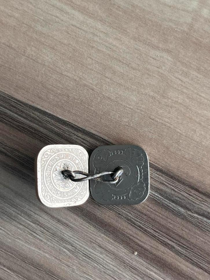 Vintage Manchetknopen van Vierkante Stuivers, Postzegels en Munten, Munten | Nederland, Setje, 5 cent, Koningin Wilhelmina, Ophalen