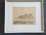 Orig. ingekleurde Tekening Jan Veenendaal Texel boerderij, Antiek en Kunst, Kunst | Tekeningen en Foto's, Ophalen
