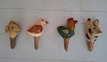 Vintage Aziatische paper maché rammelaars 4 stuks  beschikbaar voor biedingen