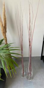 2 Glazen Vazen met Takken - 40 & 50 cm, Ophalen, Overige kleuren, 50 tot 75 cm, Glas