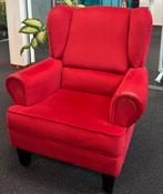 Rode fauteuil zachte stof - Ophalen in Assen, Huis en Inrichting, Fauteuils, Ophalen, Gebruikt, Minder dan 75 cm, 100 tot 125 cm