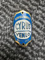 Balhoofdplaatje Cyrus Venlo rijwiel balhoofd plaatje., Ophalen of Verzenden, Gebruikt, Gebruiksvoorwerp