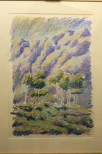 Frans van Veen grote pastel La Montagne Sainte Victoire 1994, Antiek en Kunst, Kunst | Schilderijen | Klassiek, Ophalen