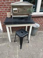 Leuk Brocante Tafeltje, Keukentafeltje, Zwart Blad, Tafel, Ophalen