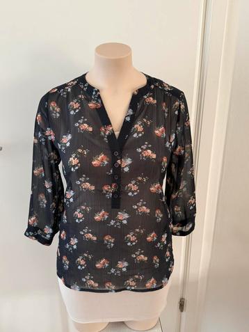 Blauwe blouse met bloemen | Sting | maat M beschikbaar voor biedingen