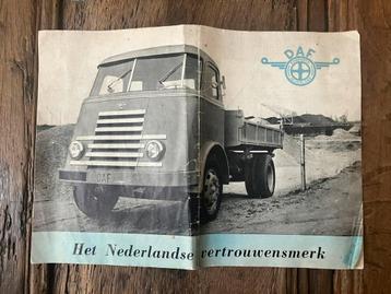 Vintage folder DAF vrachtwagens, jaren ‘50 beschikbaar voor biedingen