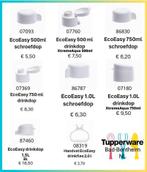 Tupperware dop voor ecofles diverse maten, nieuw, Nieuw, Overige typen, Ophalen of Verzenden, Wit