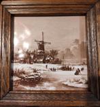 Vintage wintertegel met molen – Mosa Holland, Antiek en Kunst, Kunst | Schilderijen | Klassiek, Ophalen