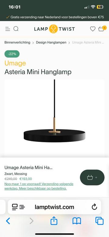 2x Asteria Imago Mini Black Lampen - Nieuw in Verpakking beschikbaar voor biedingen