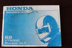 Honda VT600C  Shadow VLX 1988 motorcycle owner's manual, Motoren, Handleidingen en Instructieboekjes, Ophalen of Verzenden, Honda
