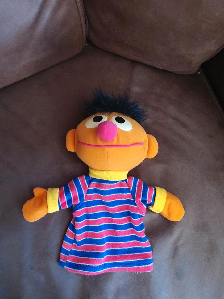 Vintage Retro Ernie Sesamstraat handpop poppenkastpop, Kinderen en Baby's, Speelgoed | Knuffels en Pluche, Zo goed als nieuw, Overige typen