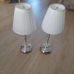 2 schermlampjes met wit plise kapjes, Ophalen of Verzenden, Gebruikt, Minder dan 50 cm