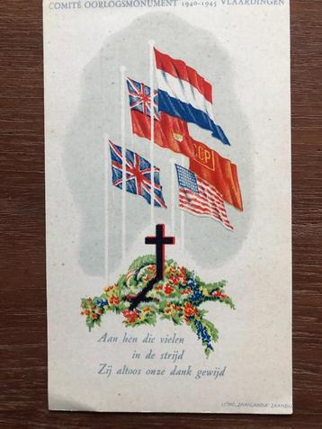 Bevrijidng Vlaardingen. Kaart van het Comité Oorlogsmonument beschikbaar voor biedingen