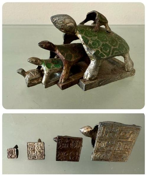 Chinese Nestelende Schildpadden Stempelset (4 stuks), Antiek en Kunst, Curiosa en Brocante, Ophalen of Verzenden