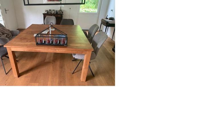 teakhouten vierkante tafel 150x150, Huis en Inrichting, Tafels | Eettafels, Gebruikt, 150 tot 200 cm, 50 tot 100 cm, Vijf personen of meer