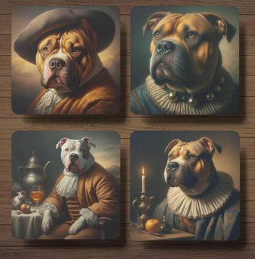 American Bully Rembrandt stijl onderzetters met houder beschikbaar voor biedingen