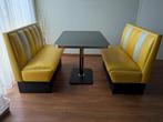 retro eethoek van 2 2-zits bankjes met tafel, 50-er jaren., Ophalen of Verzenden, Huis en Inrichting