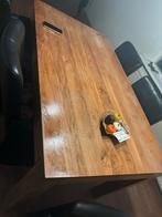 Eethoek: Teakhouten tafel + 6 leren stoelen, Gebruikt, Teakhout, Vijf personen of meer, 150 tot 200 cm
