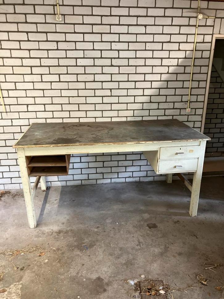 Oude Werkbank/Buro - 2m1 Breed, Antiek en Kunst, Antiek | Meubels | Tafels, Ophalen of Verzenden