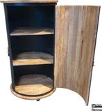 Wijnkast Ferdinand mangohout zwart staal