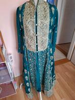Turquoise Indiase Jurk met Gouden Borduurwerk, Kleding | Dames, Jurken, Maat 38/40 (M), Ophalen of Verzenden, Onbekend, Zo goed als nieuw