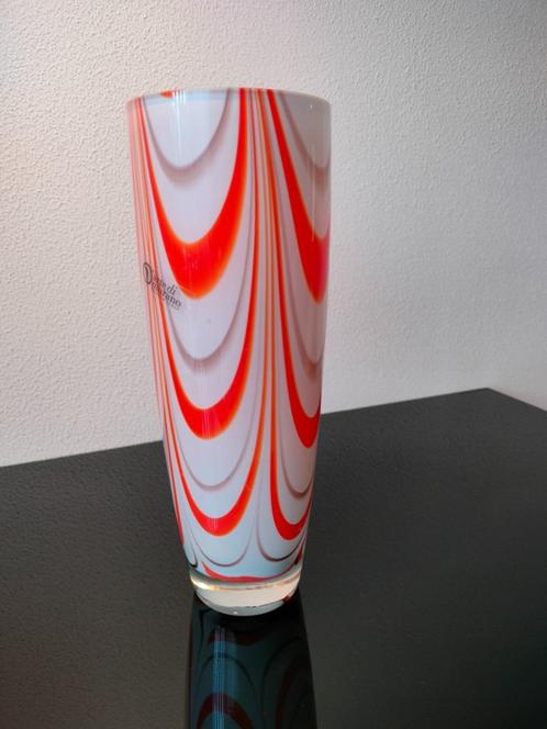Italië Design Murano Glas Vaas Oranje Vintage Swirl 1980, Antiek en Kunst, Antiek | Glas en Kristal, Ophalen of Verzenden