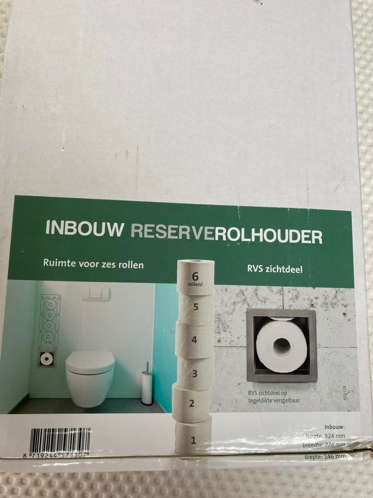 Inbouw reserverolhouder RVS - Nieuwstaat, Ophalen of Verzenden, Nieuw, Grijs, Overige typen