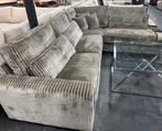 Luxe Loungebank Hoekbank Ribstof Velvet, 100 tot 125 cm, Hoekbank, Ophalen of Verzenden, Stof