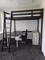 Hoogslaper zwart, Huis en Inrichting, Slaapkamer | Stapelbedden en Hoogslapers, Ophalen, Hoogslaper, 140 cm, Zo goed als nieuw