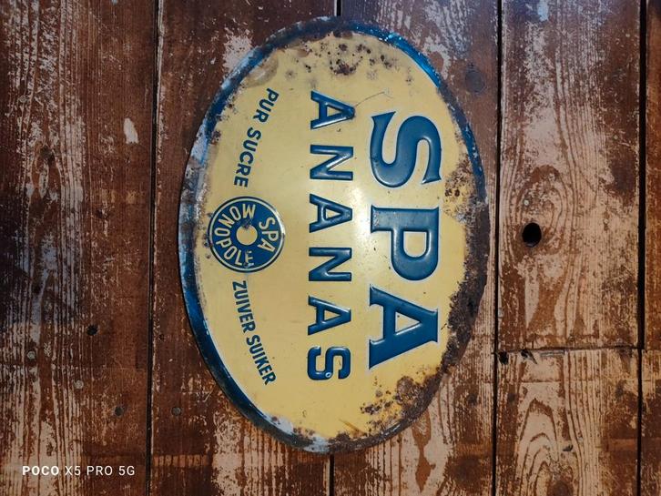 Spa ananas blikken reclamebordje 1951, Verzamelen, Merken en Reclamevoorwerpen, Zo goed als nieuw, Reclamebord, Ophalen of Verzenden