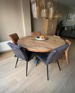 Eettafel met 4 stoelen, Huis en Inrichting, Tafels | Eettafels, Ophalen, Gebruikt, Rond, Vijf personen of meer