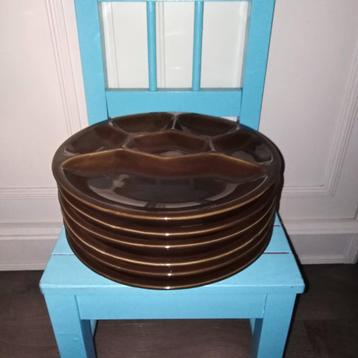 Fondue borden bruin 6 stuks beschikbaar voor biedingen