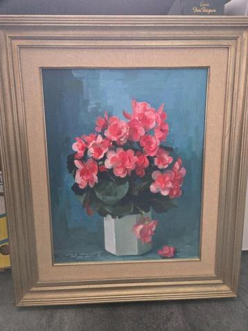 Schilderij 1985 Aleid Slingerland (1919-2010) Pot Begonia  beschikbaar voor biedingen