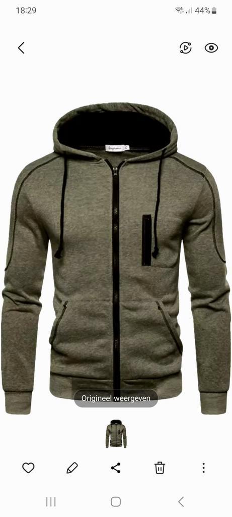 Groene Heren Hoodie met Rits. NIEUW MAAT L., Kleding | Heren, Truien en Vesten, Nieuw, Maat 52/54 (L), Groen, Ophalen of Verzenden