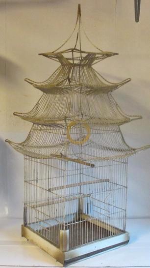 aparte vintage ijzeren vogelkooi Chinese pagode, Antiek en Kunst, Curiosa en Brocante, Ophalen