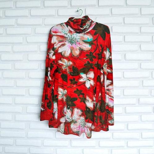 Didi Longsleeve Maat XL Rood Bloemenprint Col, Kleding | Dames, Tops, Zo goed als nieuw, Maat 46/48 (XL) of groter, Rood, Lange mouw