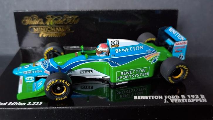Benetton Ford b193 B Jos Verstappen 1:43 Minichamps Pol, Hobby en Vrije tijd, Modelauto's | 1:43, Zo goed als nieuw, Auto, MiniChamps